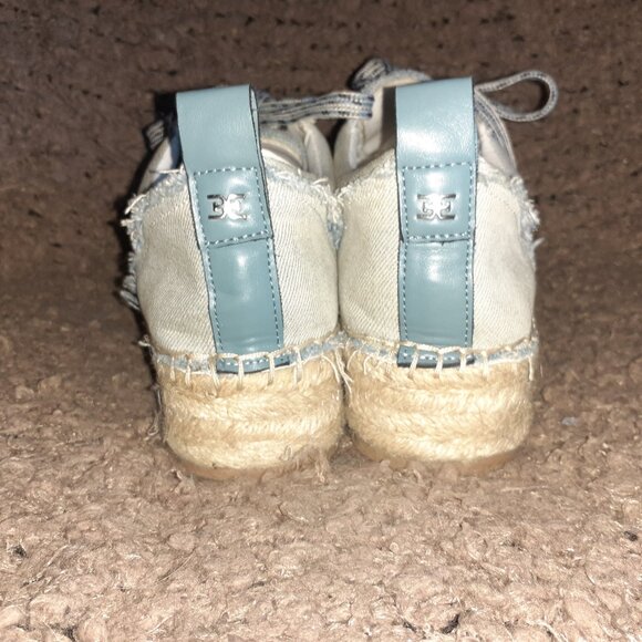 SAM EDELMAN-Carleigh Blue Chambray Denim Lace Up Espadrilles-Sz 8-Excellent - Picture 5 of 7